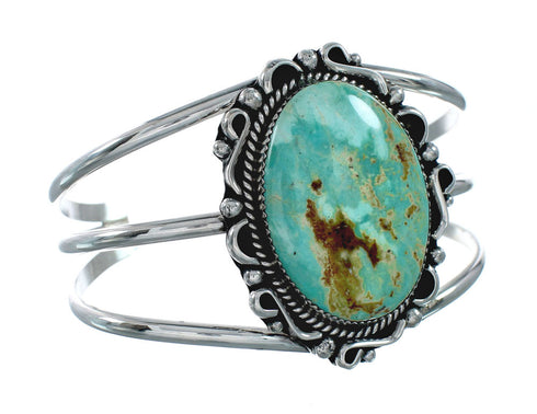 Genuine Kingman Turquoise Sterling Silver Navajo Cuff Bracelet X11411